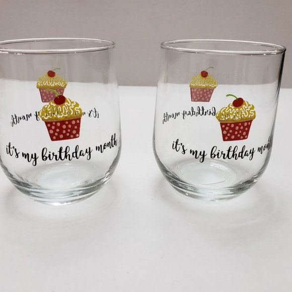 A set of 2 It's My Birthday Month stemless glasses - Picture 2 of 4